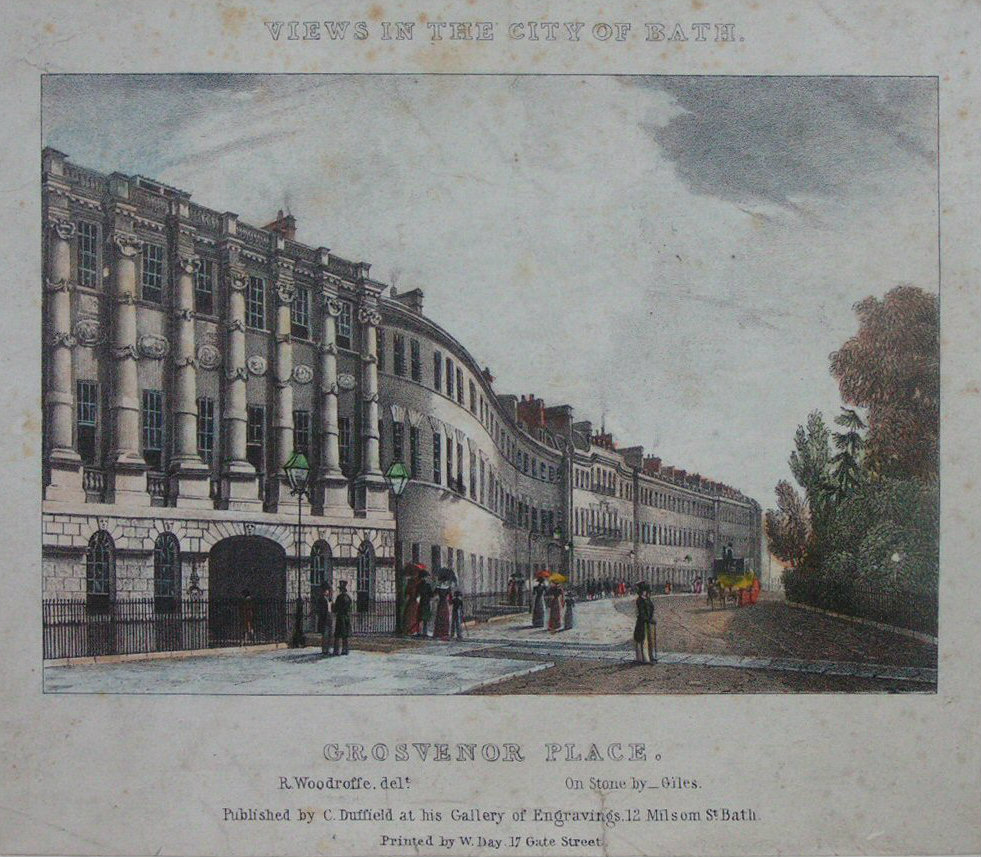 Lithograph - Views in the City of Bath. Grosvenor Place - 